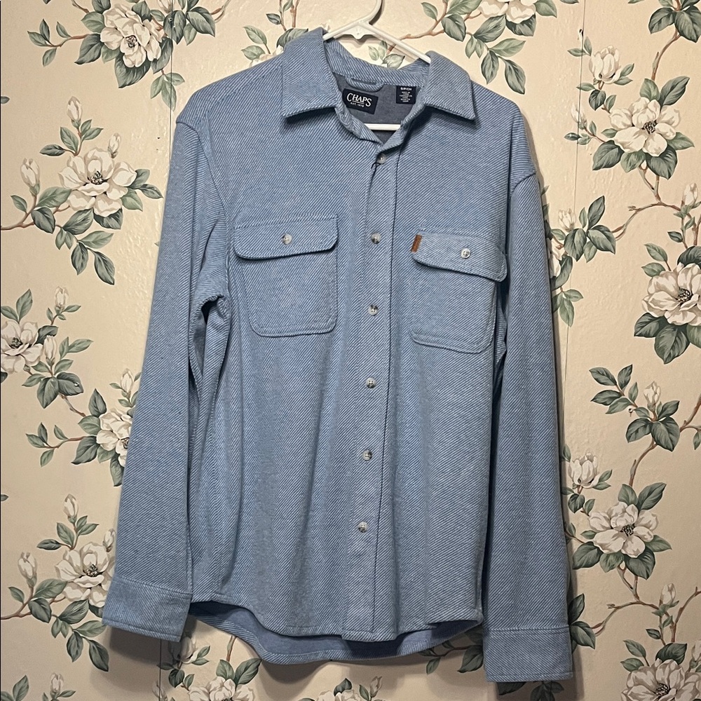 💁‍♂️MENS Chaps Sky Blue Long-Sleeve Button Shirt